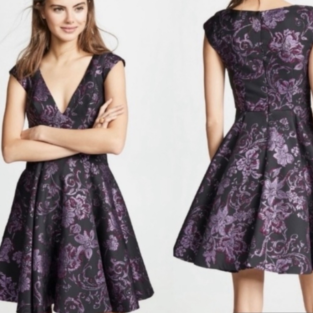 Zac Posen Hope Dress Size 10 Floral Metalic Fit & Flare NWOT